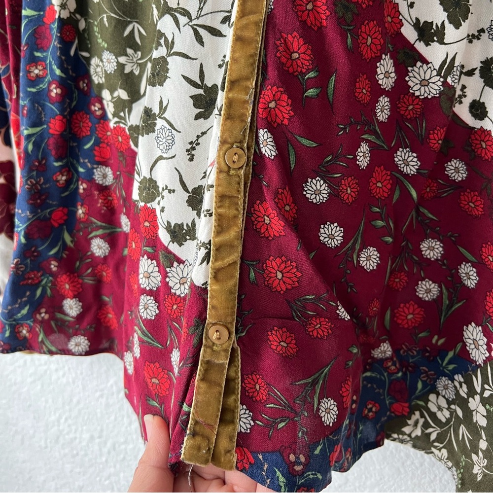 Zara Bohemian Multicolor Button Down 100% Viscose… - image 7